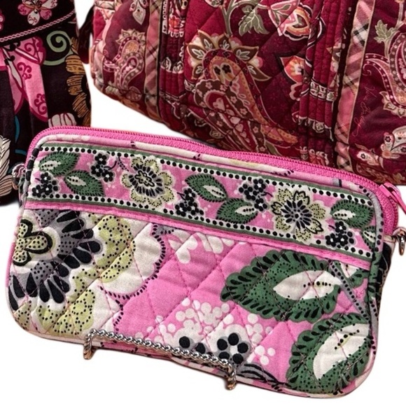 Vera Bradley Set of 3 in Maroon Pink Burgundy Patterns EUC Mini Bags & Zip Pouch - Picture 9 of 16